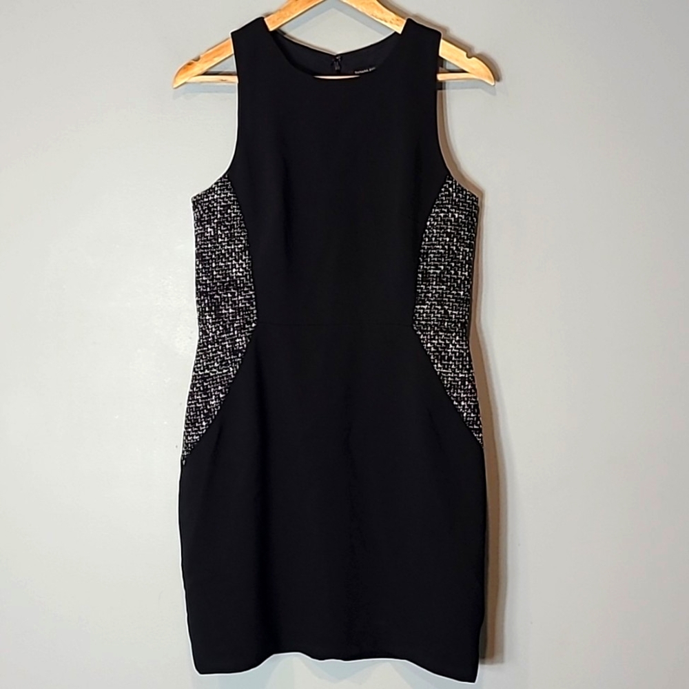 Banana Republic dress career sheath tweed knit black 8